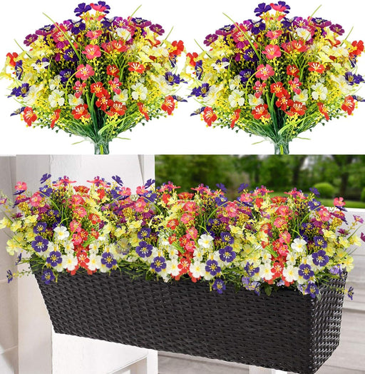 Zumhigh 12 Bundles UV Resistant Artificial Flowers, Multicolor Faux Plastic Plants for Outdoor & Indoor, Realistic Fake Flowers for Garden, Patio, Porch, Planter, Wedding, Party, Home Decoration