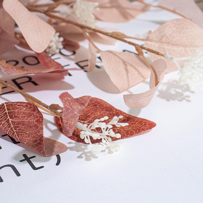 Ximoryn Artificial Flower Bouquet: 5 Faux Peonies with Eucalyptus Leaves (Fuchsia)