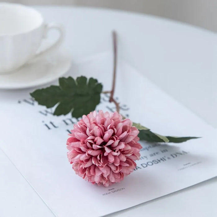 Artificial Flowers Silk Ball Chrysanthemum Wedding Bridal Bouquet Home Table Windowsill Festival Room Decor DIY Gift Photo Props