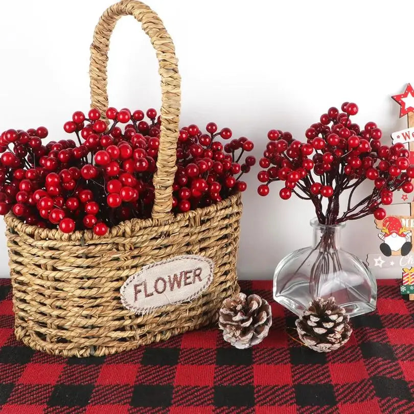 Artificialplant Holly Little Red Fruit New Year Christmas Home livingroom Wedding diy gift Decor Flower Shooting Prop decoration
