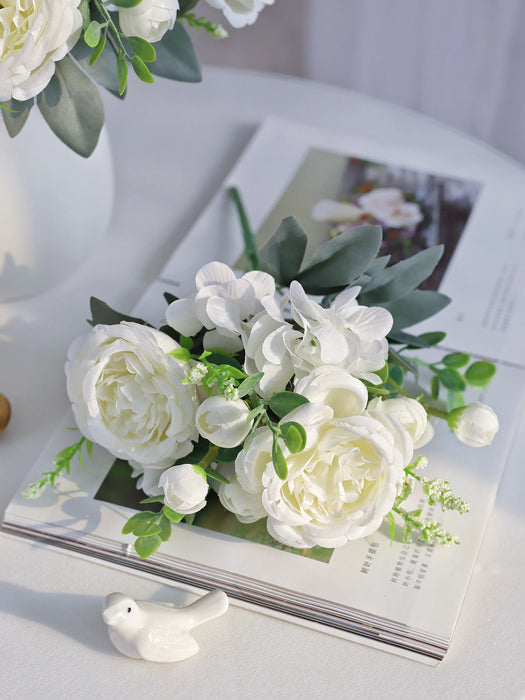 1PC Artificial Flowers Wedding Home Bedroom Decoration Bridal Bouquet Garden Fake Silk Peony Hydrangeas Vase for Board Outdoors
