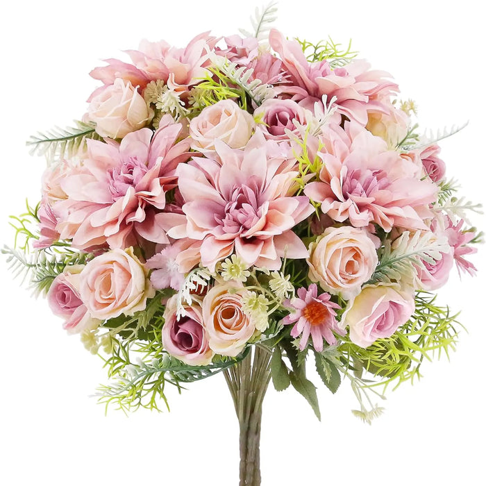 1PC Artificial Rose Flowers Wedding Home Bedroom Decor Bridal Bouquet Garden Fake Silk Dahlia Hydrangeas Vase for Board Outdoors