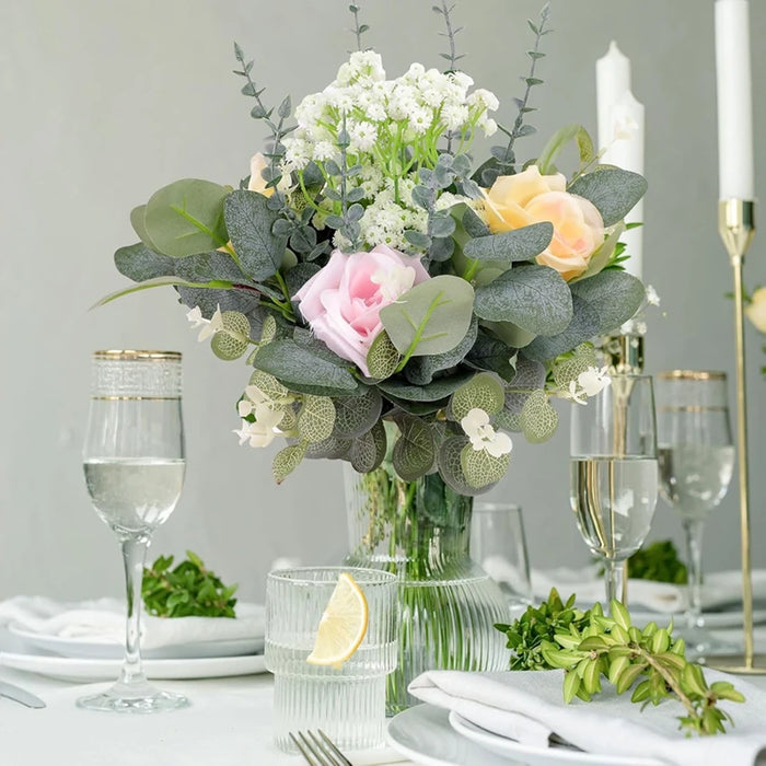 5Pcs Artificial Flowers Plant Bridal Bouquet Wedding Wreath Garden Dining Table Center Home Room Party Decor Cheap Scene DiyGift