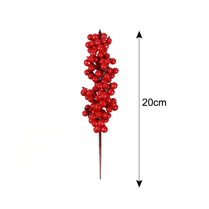 Artificial Berries Christmas Decoration Red Berry Branches for Xmas Tree Party Home Table Ornaments Red Fruit Wreath DIY Gift