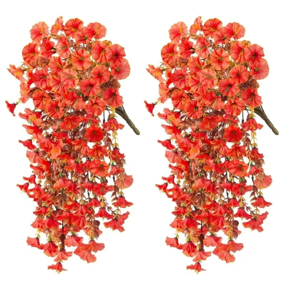 Artificial Flowers Rattan Morning Glories Vines Outdoor Wedding Wreath Bridal Arch Home Room Yard Festival Decor DiyGarden Party