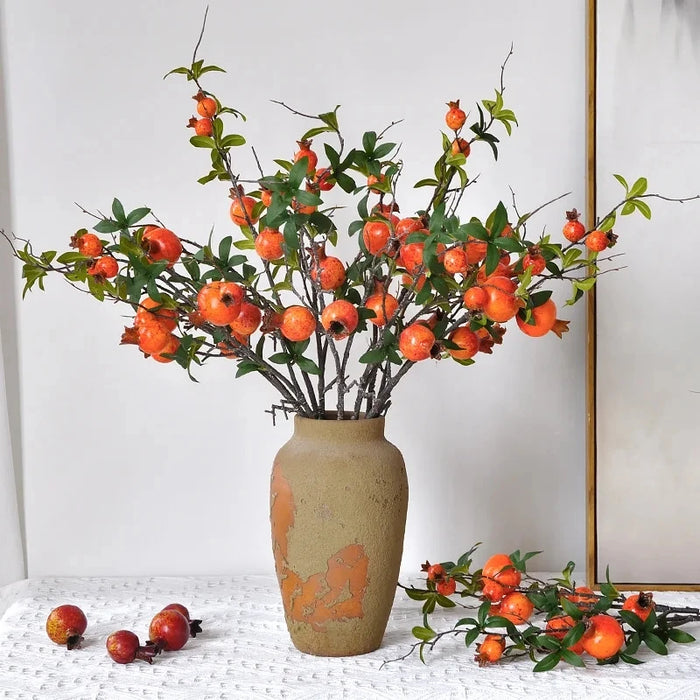 New Artificial Pomegranate Long branch 6-Fruit Artificial Fruits Flowers For Home Wedding Party Tabel Decoration Christmas Decor