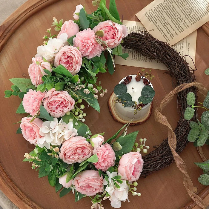 Artificial Rose Flowers 5 Heads White Peony Festival Decor Home Room Vase Wedding Arch Clipping Wreaths Garden Yard Fake Plants