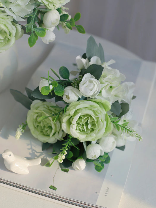 1PC Artificial Flowers Wedding Home Bedroom Decoration Bridal Bouquet Garden Fake Silk Peony Hydrangeas Vase for Board Outdoors