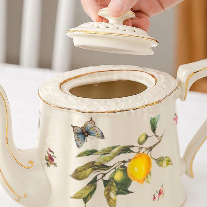 1PC Ceramic Luxury Crazy Porcelain Lemon Tea Cups Ceramic Coffee Mug Elegant Afternoon Tea Set European Style with Dessert Plate