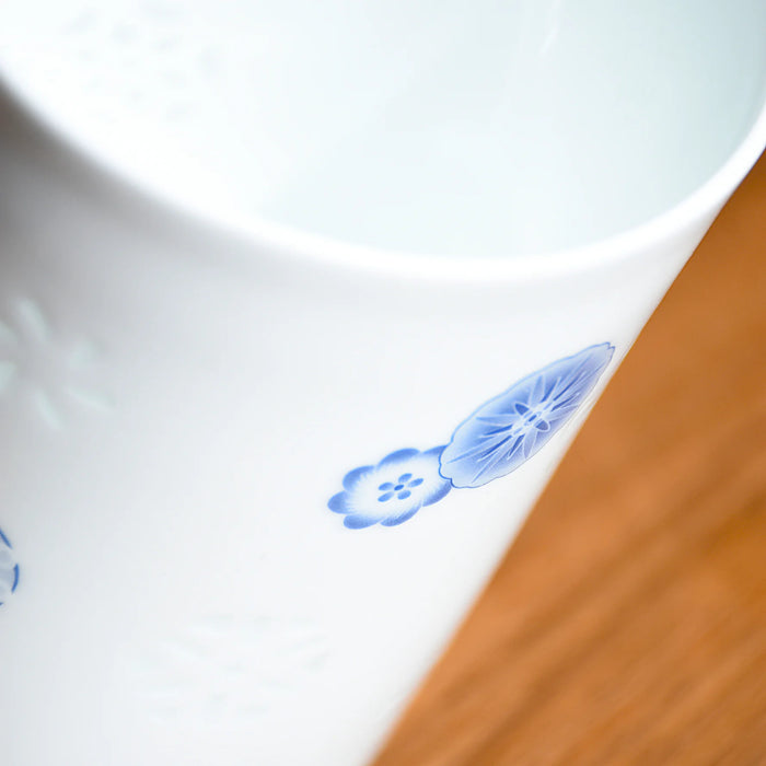 LIANHUA POTTERY Linglong Porcelain Mug 350ml Handcrafted Blue Floral Design Luxury Wedding Anniversary and Birthday Gift