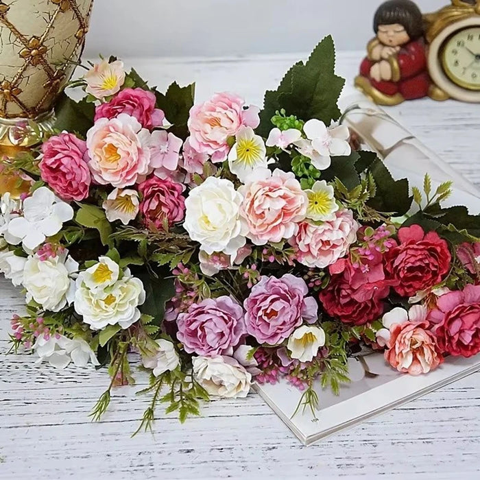 1Pc Artificial Flowers Silk Peony Rose Wedding Bridal Bouquet Festival Home Outdoor Garden Wreath Arch Wall DIY Gift Decorations