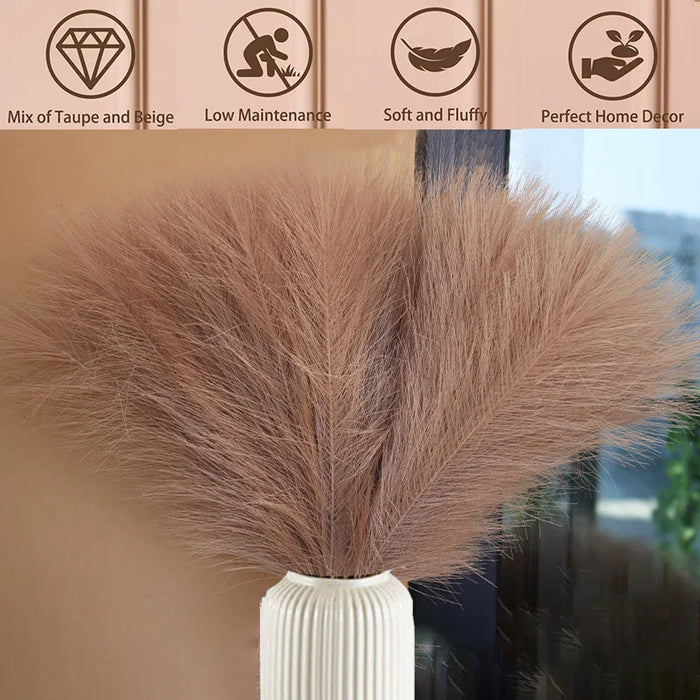 10Pcs Artificial Pampas Grass Decoration Flowers Bouquet for Wedding Home DIY Party Room Fake Plant Flower Vase Decor Reed