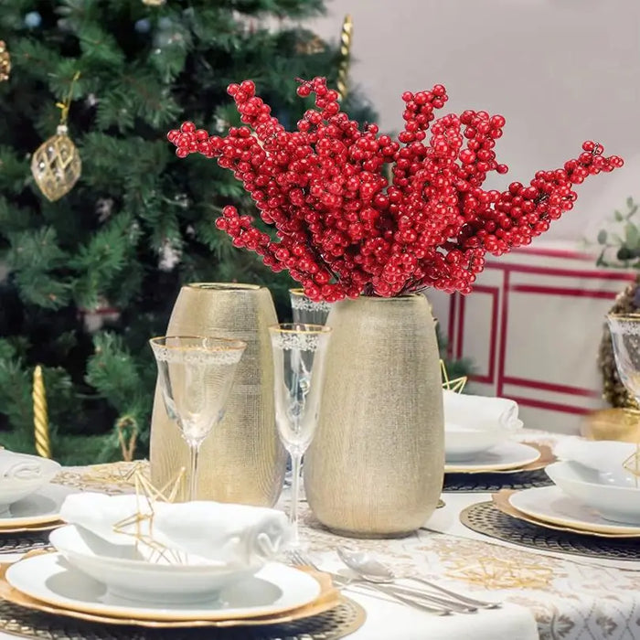 Artificialplant Holly Little Red Fruit New Year Christmas Home livingroom Wedding diy gift Decor Flower Shooting Prop decoration