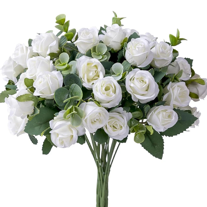 Artificial Flowers Home Room Decoration Outdoor Garden Festival Eucalyptus Wreath Fake Plants Wedding Party Silk Roses Bouquet