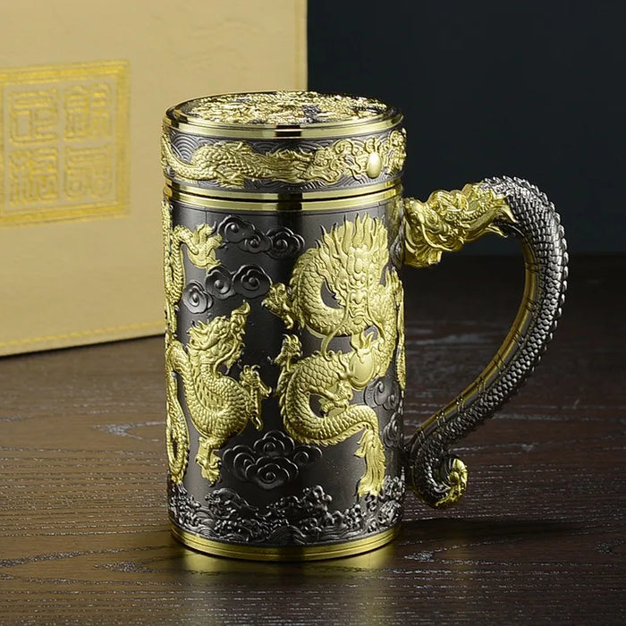 Tea pot insulated cup inner wall pure silver 99.9% 600ml insulated cup stainless steel handle office cup travel coffee cup