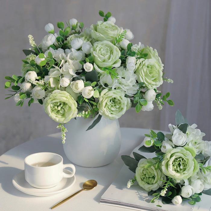 1PC Artificial Flowers Wedding Home Bedroom Decoration Bridal Bouquet Garden Fake Silk Peony Hydrangeas Vase for Board Outdoors