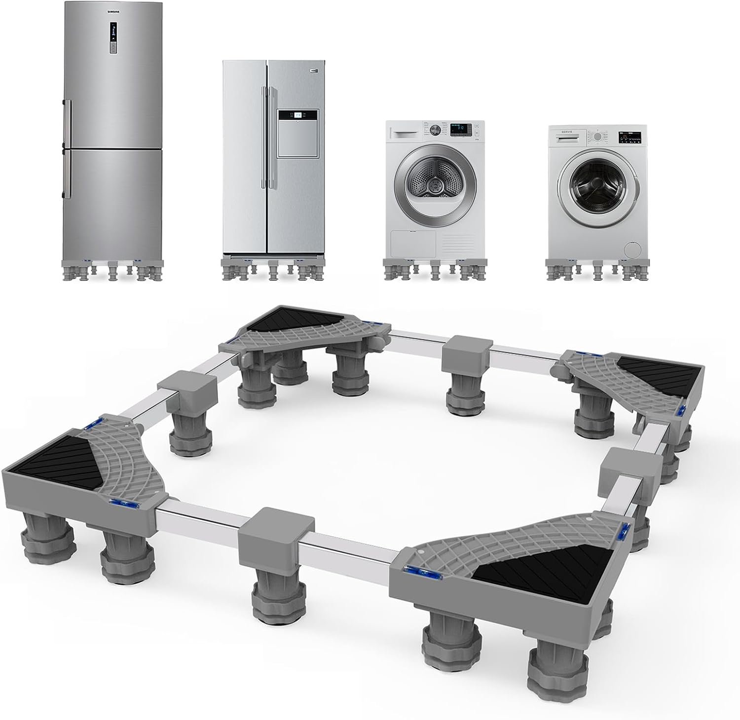 Adjustable 29" Universal Pedestal Stand – Multi-Functional Base for Washer, Dryer & Mini Fridge, 16 Strong Feet