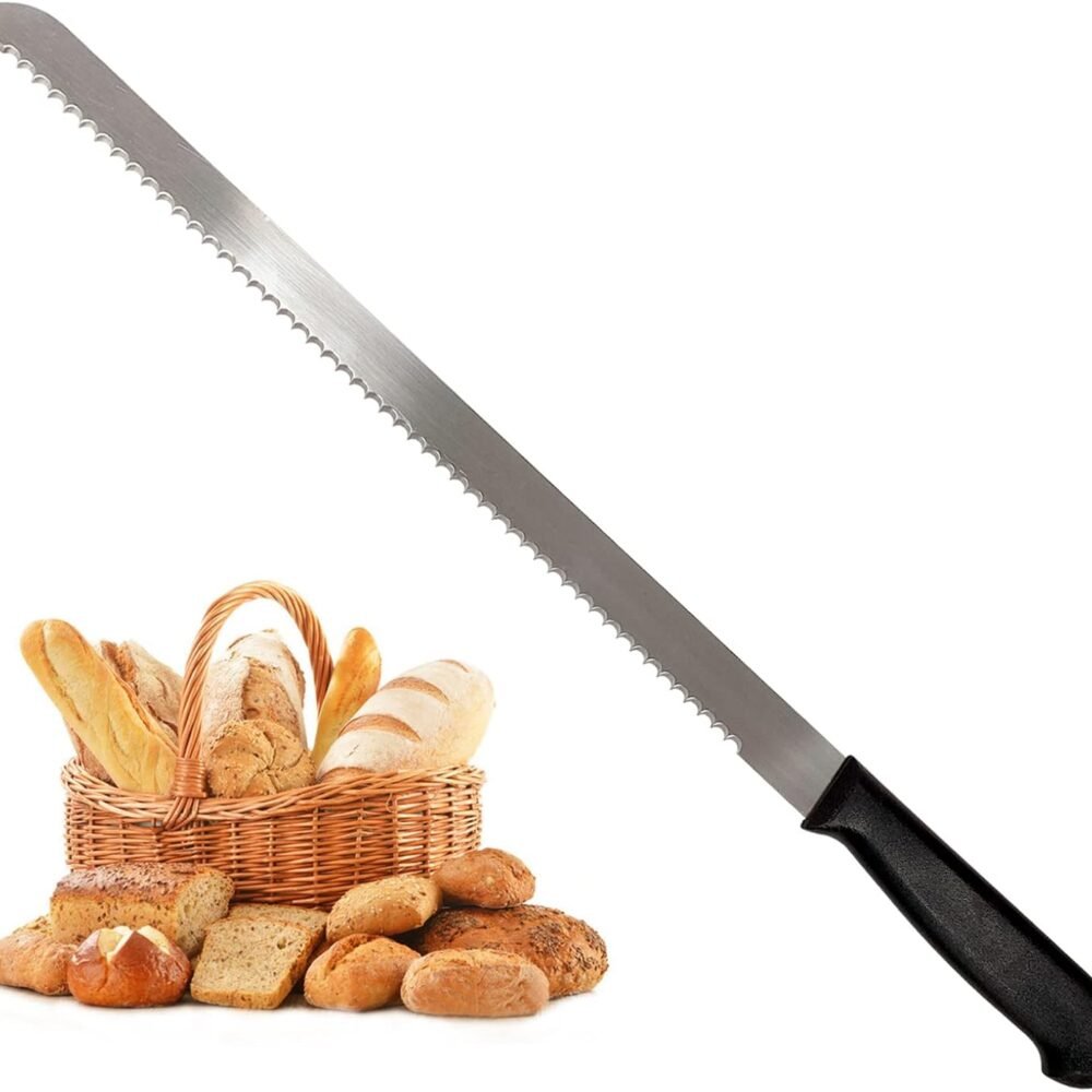 Kiss Core 18.1-inch Long Serrated Bread Knife for Homemade Bread | Stainless Steel Loaf Cutter for Sourdough Cakes Sandwiches