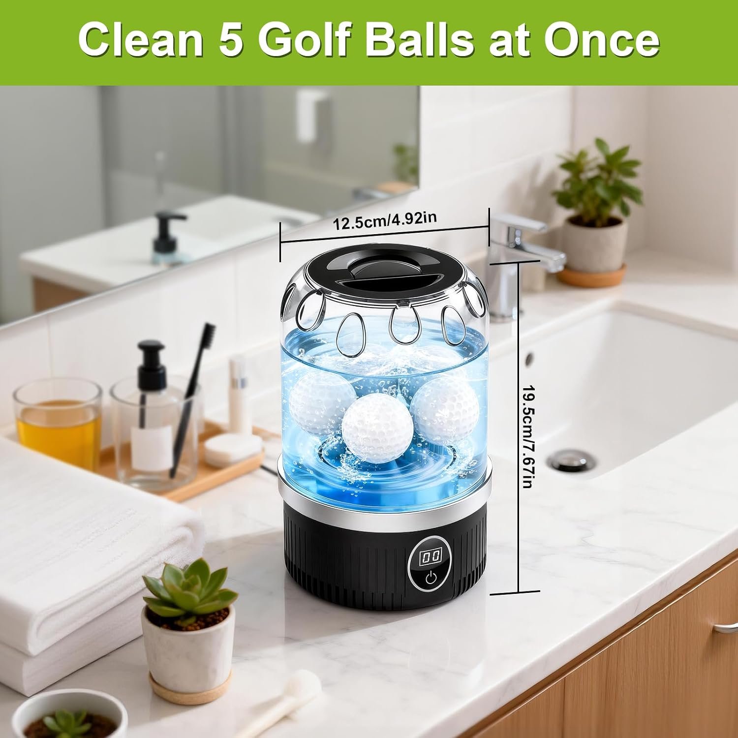 Electric Golf Ball Cleaner: Deep Cleans Grass & Dirt from 5 Balls at Once | Automatic Golf Ball Washer Saves Effort & Time - Rechargeable Golf Ball Cleaner Machine for Golfer Men Women - Image 6