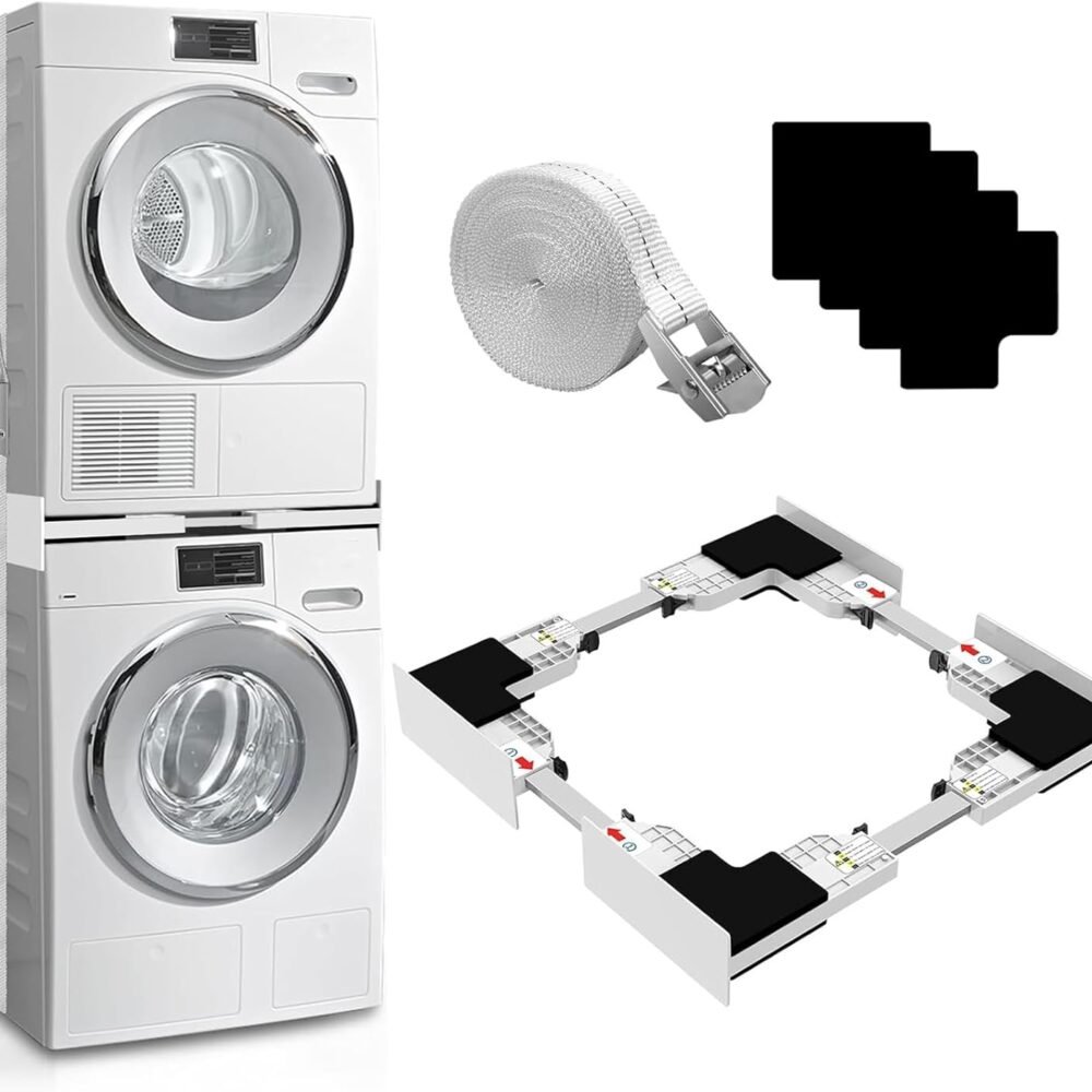 Upgrade Washer Dryer Stacking Kit - Universal Washer Dryer Stacking Kit | Adjustable 29/28/27/26/25/24 Inch - Small Space Saving Solution Stacking Kit for Washer and Dryer with Ratchet Strap