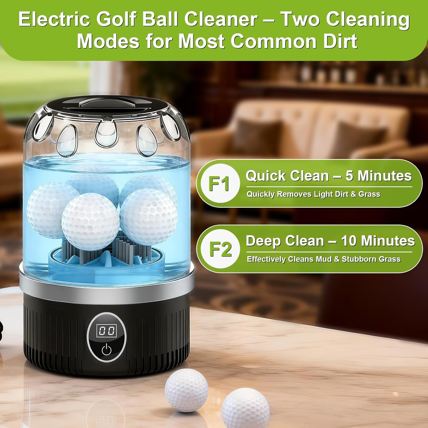 Electric Golf Ball Cleaner: Deep Cleans Grass & Dirt from 5 Balls at Once | Automatic Golf Ball Washer Saves Effort & Time - Rechargeable Golf Ball Cleaner Machine for Golfer Men Women - Image 5