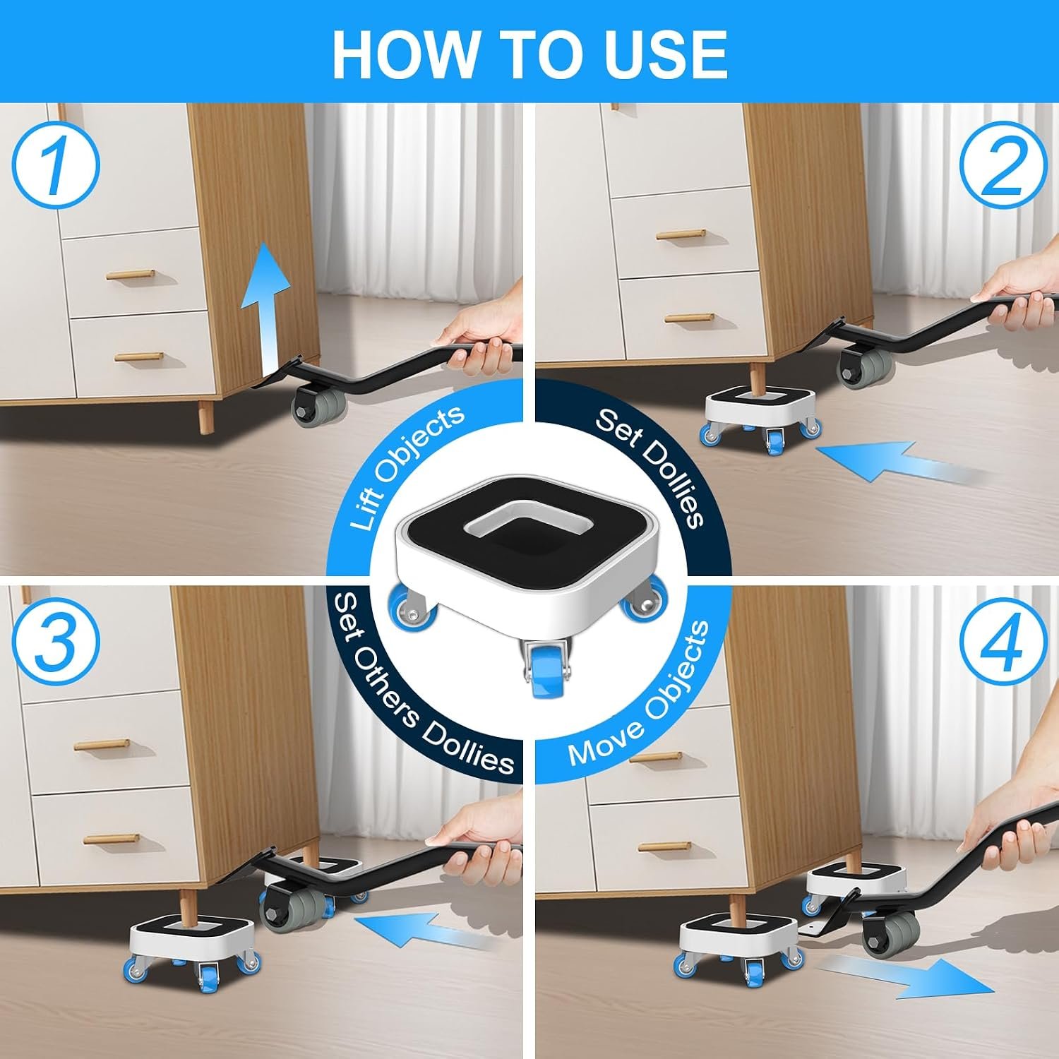 Heavy Duty Furniture Movers with Wheels – 360° Rotatable Furniture Dolly & Lift Tool Set, Moves Sofas & Beds up to 750lb - Image 2