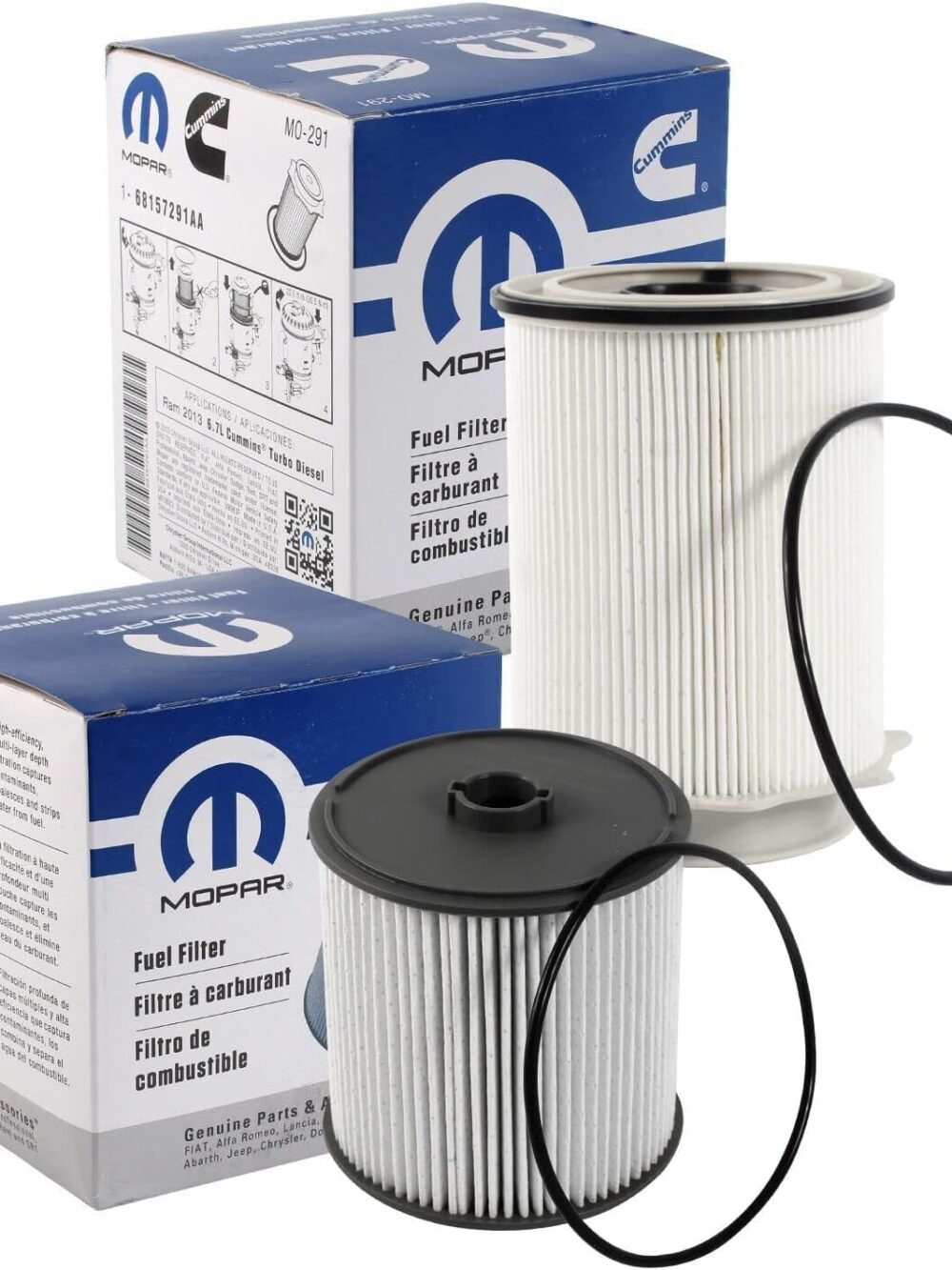 Fuel Filters 68157291AA and 68436631AA for a 2019-2024 Ram Truck 6.7L Cummins Diesel