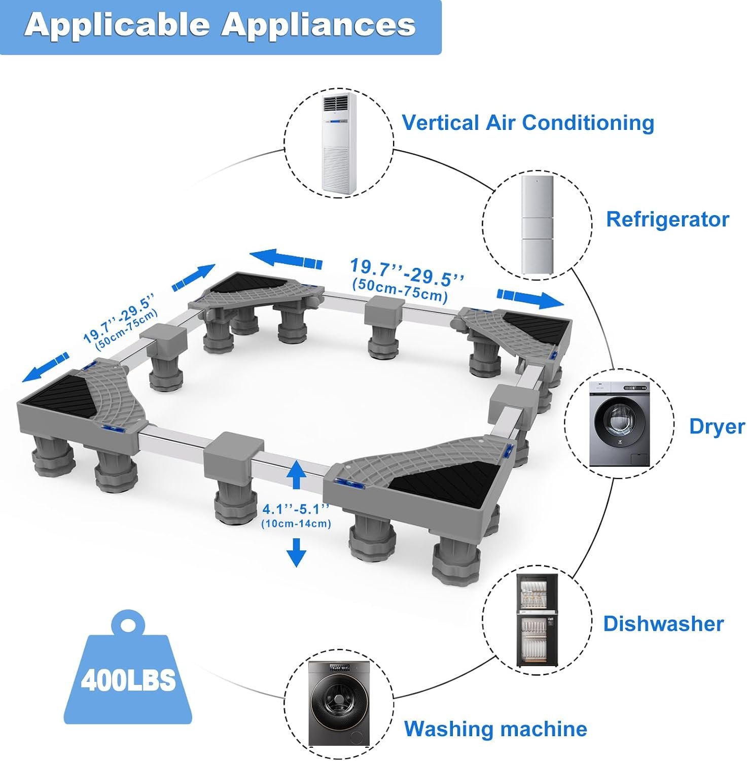 Adjustable 29" Universal Pedestal Stand – Multi-Functional Base for Washer, Dryer & Mini Fridge, 16 Strong Feet - Image 3