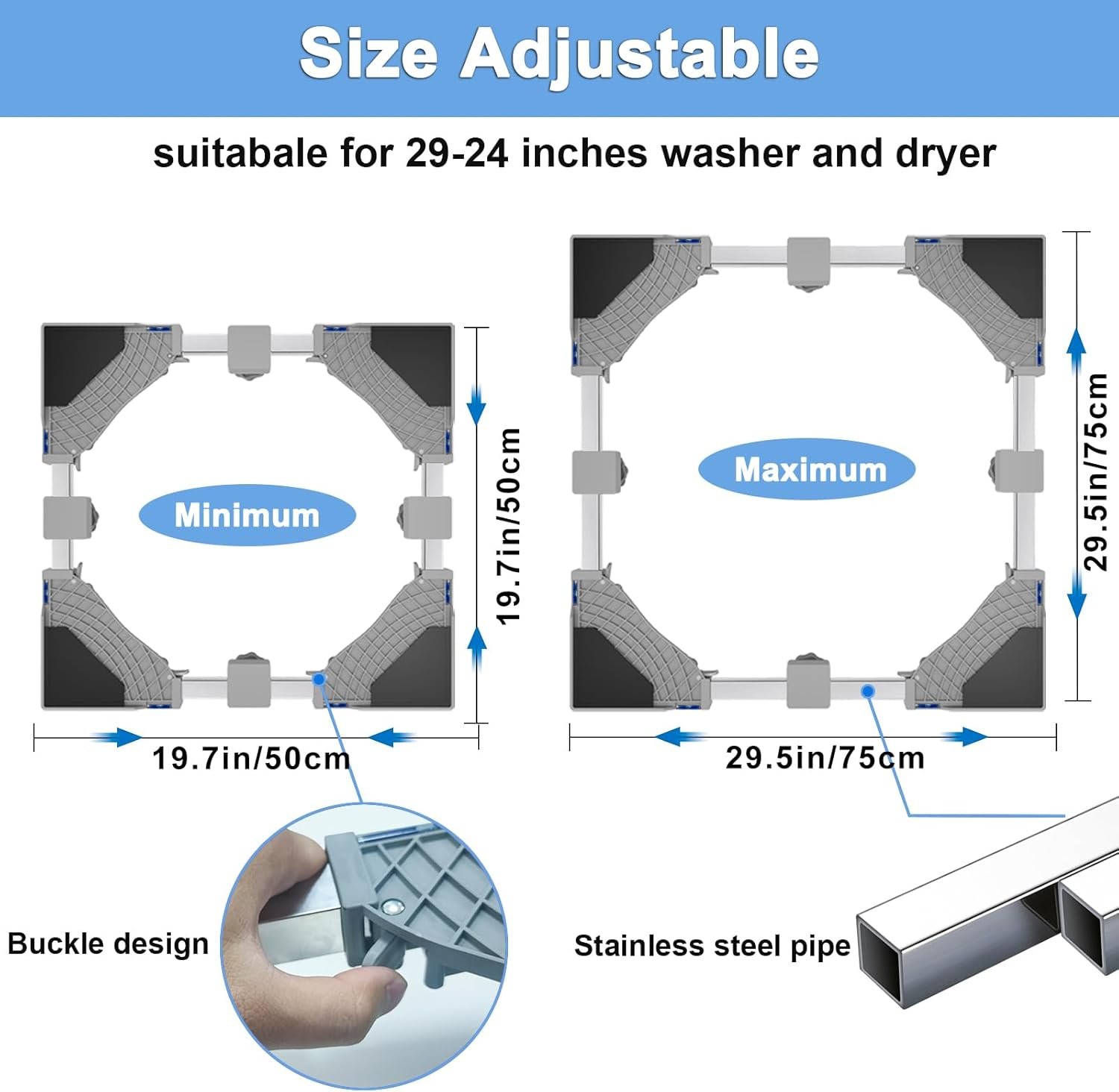 Adjustable 29" Universal Pedestal Stand – Multi-Functional Base for Washer, Dryer & Mini Fridge, 16 Strong Feet - Image 4
