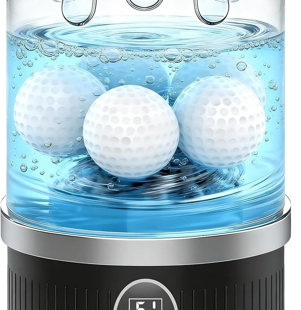 Electric Golf Ball Cleaner: Deep Cleans Grass & Dirt from 5 Balls at Once | Automatic Golf Ball Washer Saves Effort & Time - Rechargeable Golf Ball Cleaner Machine for Golfer Men Women