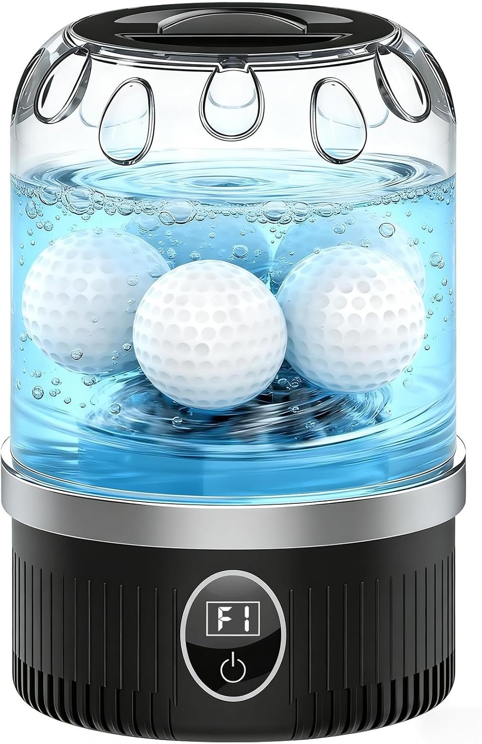 Electric Golf Ball Cleaner: Deep Cleans Grass & Dirt from 5 Balls at Once | Automatic Golf Ball Washer Saves Effort & Time - Rechargeable Golf Ball Cleaner Machine for Golfer Men Women