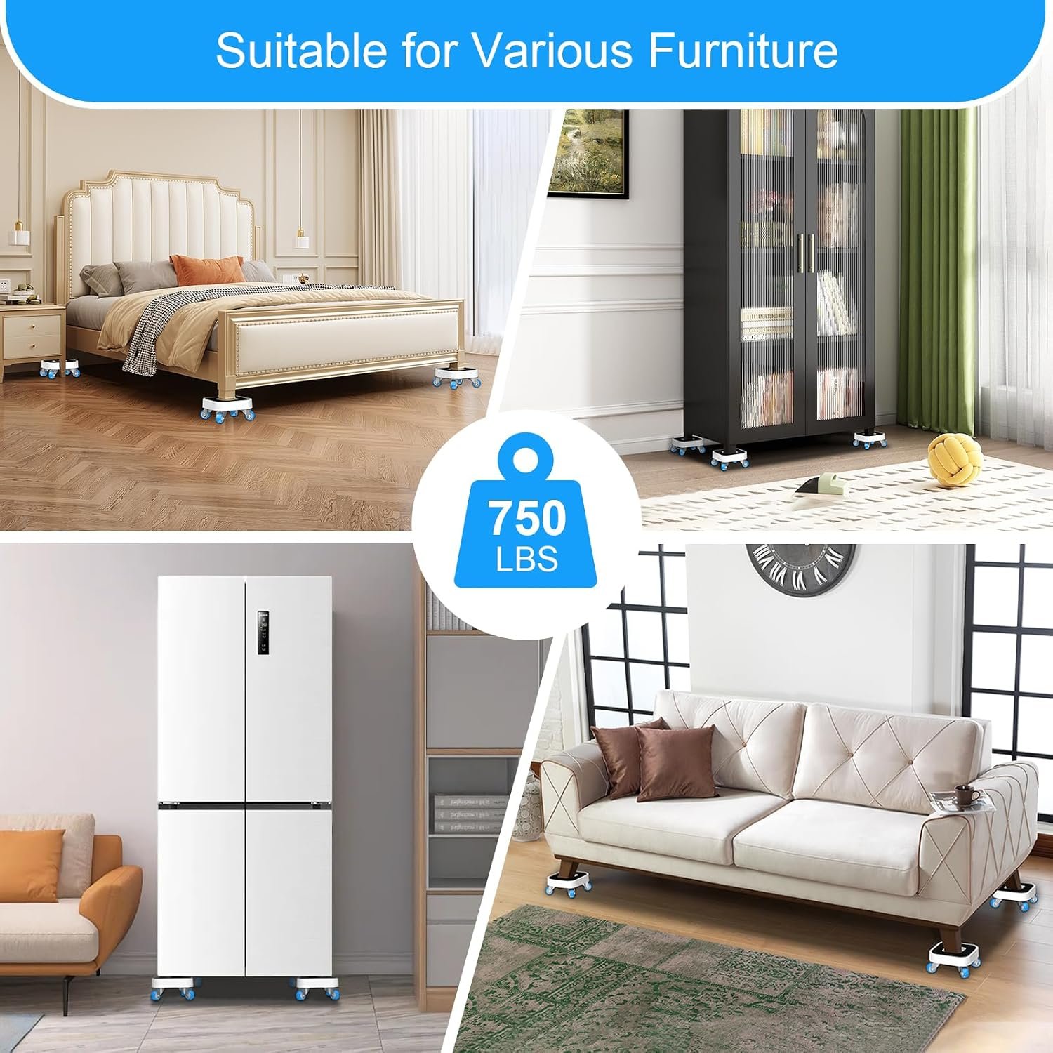 Heavy Duty Furniture Movers with Wheels – 360° Rotatable Furniture Dolly & Lift Tool Set, Moves Sofas & Beds up to 750lb - Image 3