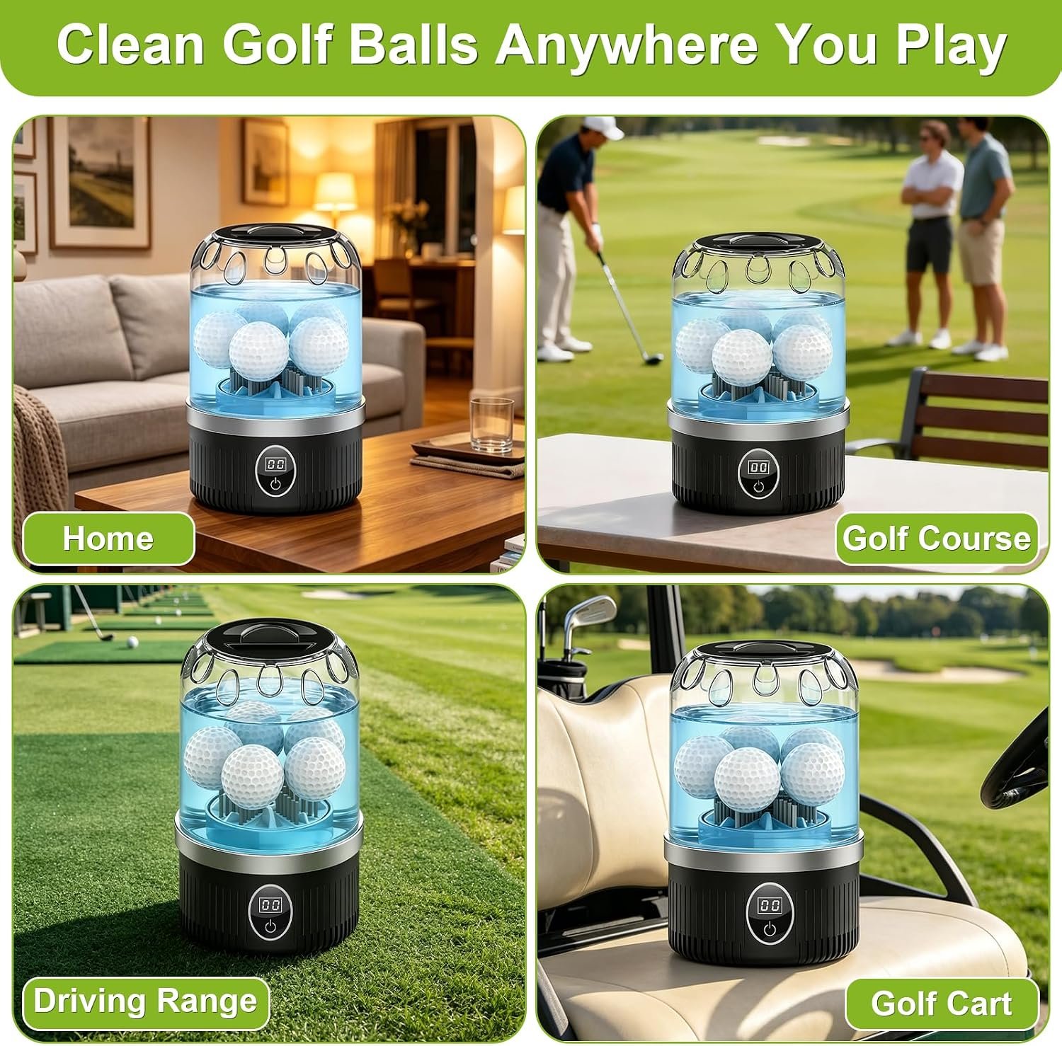 Electric Golf Ball Cleaner: Deep Cleans Grass & Dirt from 5 Balls at Once | Automatic Golf Ball Washer Saves Effort & Time - Rechargeable Golf Ball Cleaner Machine for Golfer Men Women - Image 2