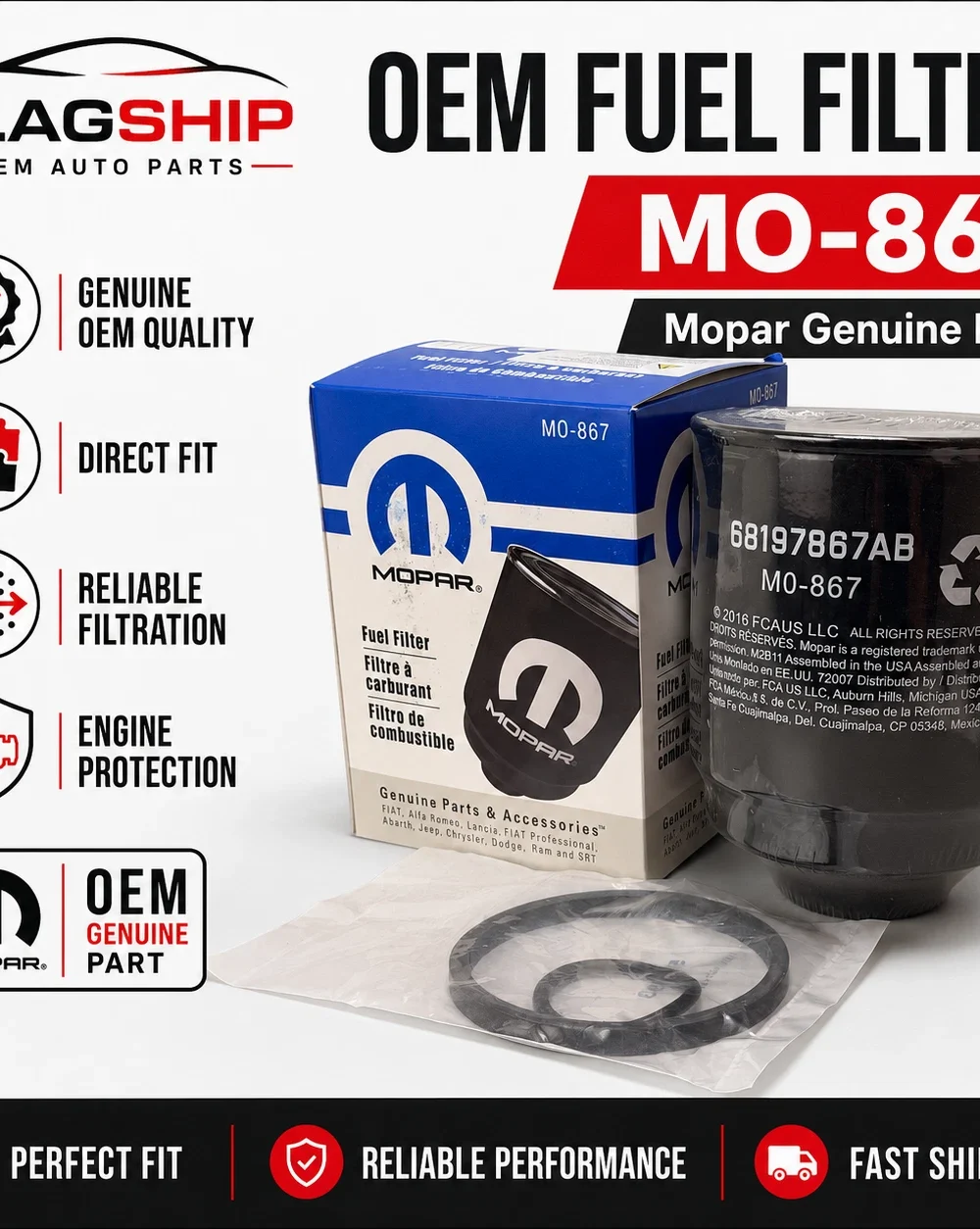 OEM Mopar MO-867 Diesel Fuel Filter | Fits Ram 2500 & 3500 6.7L Diesel