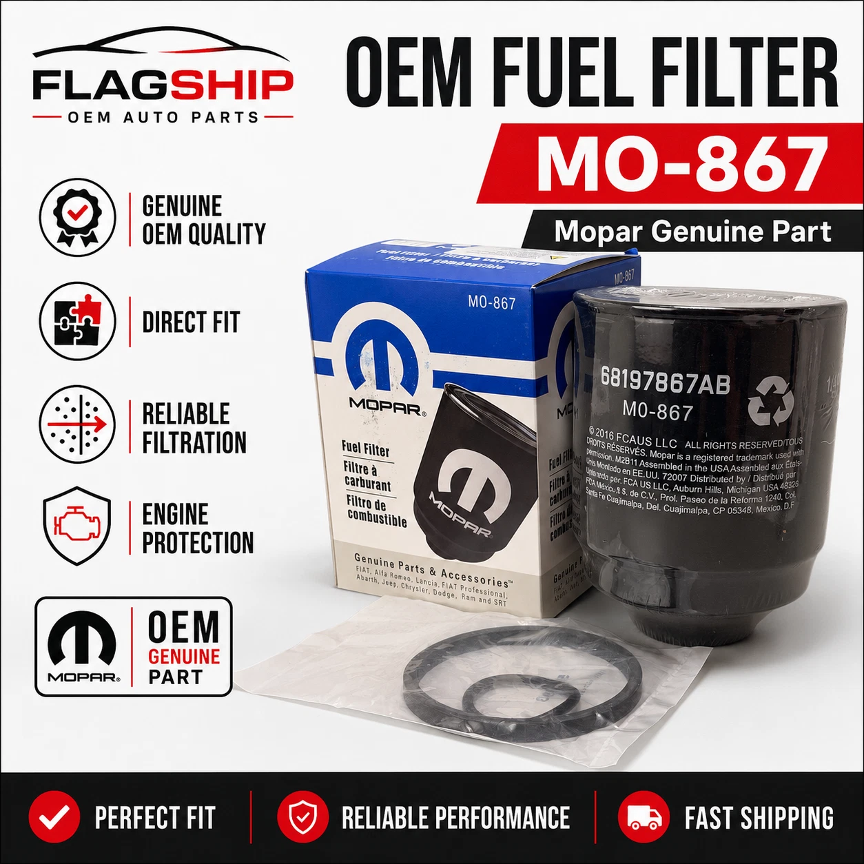 OEM Mopar MO-867 Diesel Fuel Filter | Fits Ram 2500 & 3500 6.7L Diesel