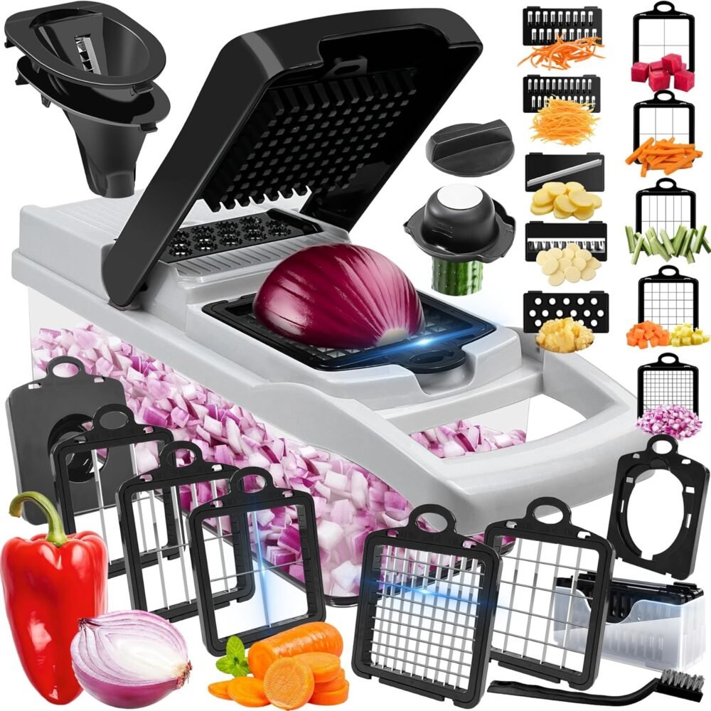 Vegetable Chopper 10 Blades – 23-in-1 Multi Slicer & Dicer with Container